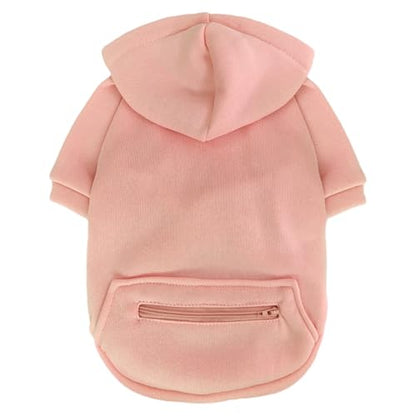 Jecikelon Dog Hoodies for Small Dogs with Zipper Pocket, Soft Fleece Puppy Clothes with Rope Hat, Warm Winter Outfits Cold Weather Coats, Cute Sweatshirt Chihuahua Costume (Pink, X-Small) - color: Pink, size: X-Small