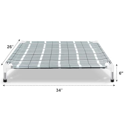 Elevated Raised Outdoor Dog Bed - Cooling Lifted Outside Dogs Cot Bed with Non-Slip Feet Dog Hammock Bed with Stainless Steel Frame Portable Puppy Pet Bed for Indoor & Outdoor - size: M:34'' x 26'' x 6''