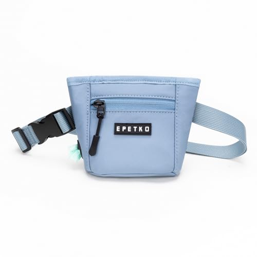 Dog Treat Pouch, Powerful Magnet Closure Device Dog Training Treat Bag Large Capacity Pet Treat Pouch with Poop Bag Dispenser Treat Bag for Dog Training with Metal Waistband Clip (Light Blue) - color: Light Blue
