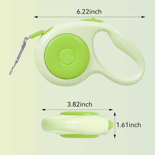 12 Feet Retractable Dog Leash, Nylon Tape Lead for Small Dogs up to 26 lbs, One-Handed Brake and Pause Function(Hamburger Green) - color: Green