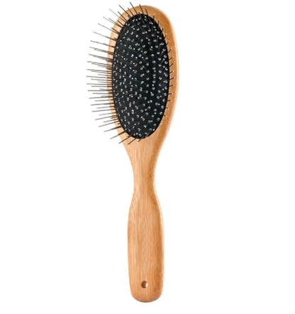 Dog and Cat Professional Oval Grooming Pin Brushes Choose Size Style and Type All Have Ergonomic Handles (9.5" Wood Handle) - size: 9.5" Wood Handle