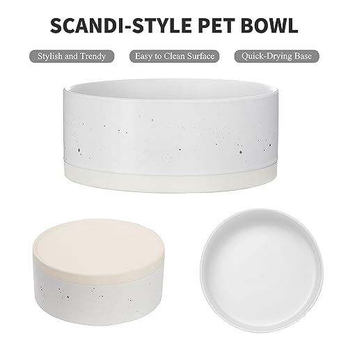 Oslo Ceramic Dog Bowl - 8'' Dog Food Water Bowl for Medium and Large Dogs, Heavy Duty Non-Slip Dog Dish, Modern Scandi-Style Stoneware Pet Feeder Bowl, Dishwasher Safe (70Oz, White) - size: 8 inch