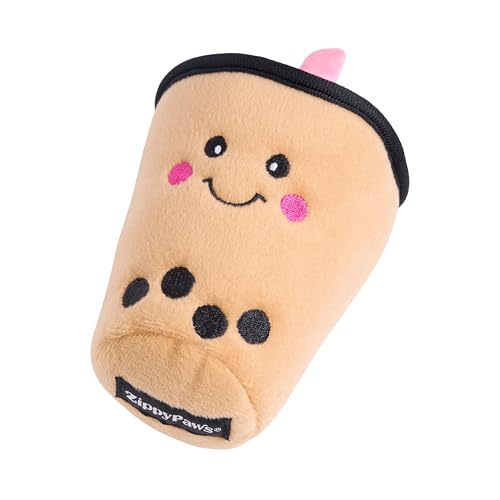 ZippyPaws NomNomz - Dog Squeaky Toys to Keep Them Busy, Funny Food Plush for Small & Medium Dogs, Cute Stuffed Puppy Toy, Pet Products, Gift for Dogs of All Breeds, Soft and Cuddly - Boba Milk Tea - color: Boba Milk Tea