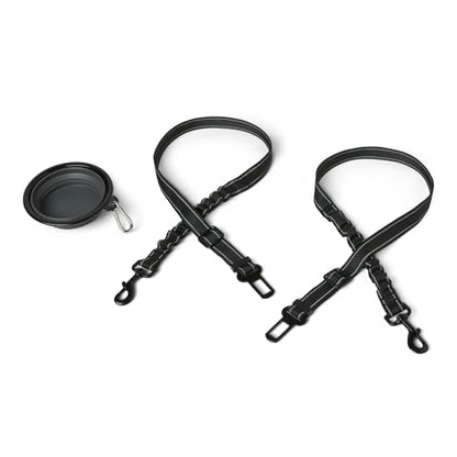 Amazon Basics Dog seat Belt, Adjustable Dog Car Harness, Adjustable Length 26"-39", Includes Collapsible Travel Bowl, Black - size: freesize
