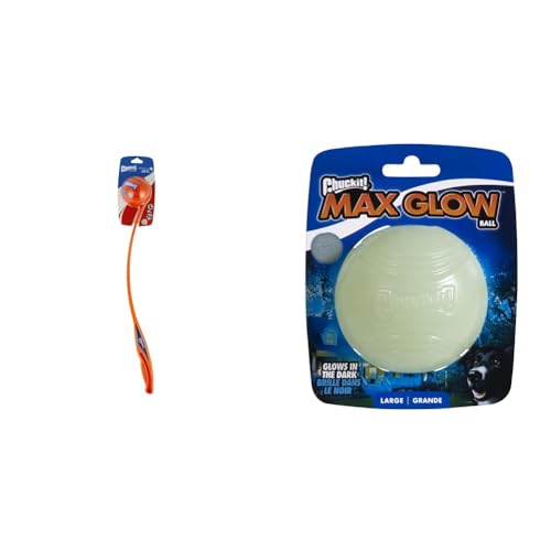 Chuckit! Sport 26L Dog Ball Launcher, 26" Length, Includes Large Ball (3") for Dogs 60-100 Pounds & Max Glow Ball Dog Toy, Large (3 Inch Diameter) for Dogs 60-100 lbs, Pack of 1
