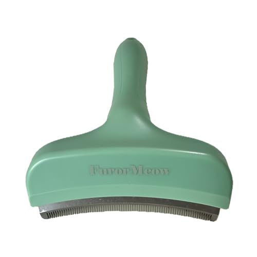 Pet Deshedding Tool with Curve Blade, Cat Grooming Brush, Tight V-shaped Teeth Shedding Comb for Cats and Dogs (Green, Large) - color: Green, size: Large