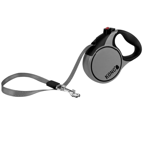 Alcott Kong Terrain Retractable Dog Leash, Medium, Grey, 16' Long. - color: Grey, size: Medium 16'