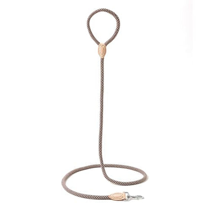 Mile High Life Dog Leash, Rope Leash with Genuine Leather Connection and Heavy Duty Metal Clasp, Great for Small Medium Large Dogs(Brown Check,48 Inch) - color: Rope Handle-Brown Check, size: 48 Inch-1/2"