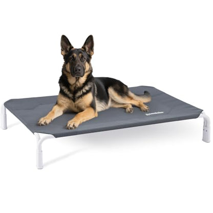 ZOMISIA XL Elevated Dog Bed Tool-Free Assembly, Outdoor Raised Dog Bed Portable Cooling Pet Cot for Large Pets, Summer Pet Hammock Off Ground with Non-Slip Feet & Waterproof Teslin Mesh, 48x33 Inch - size: XL - 48"L x 33"W x 8"H
