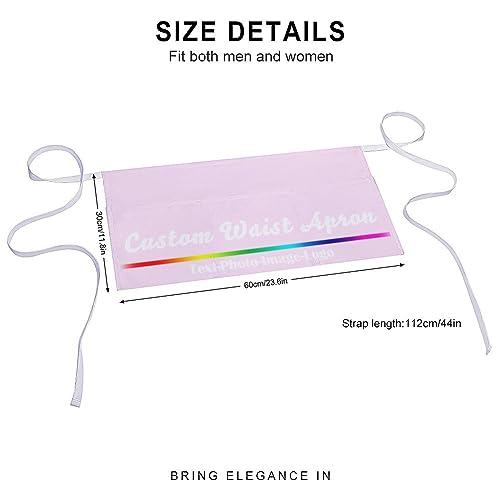 sophiehome Custom Waist Apron with Pockets Add Photo Logo Name Personalized Waiter Server Short Aprons for Kitchen - color: Light Pink