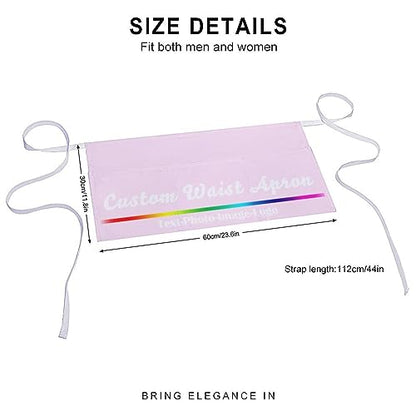 sophiehome Custom Waist Apron with Pockets Add Photo Logo Name Personalized Waiter Server Short Aprons for Kitchen - color: Light Pink