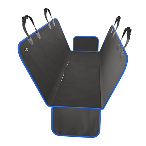 Active Pets XL Waterproof Hammock Large Car Seat Cover, Fits SUVs Trucks Big Sedans, Secure Convertible Travel Bed Protects Backseat Cargo from Dog Puppy Pet Water Food Drool Urine, Black w/Blue Trim - color: Blue, size: XL