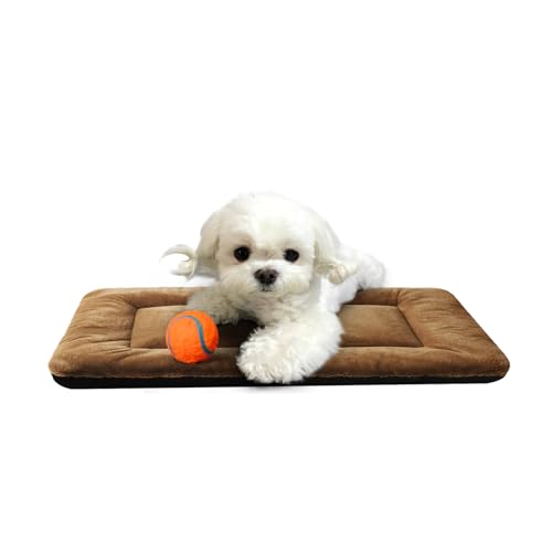 Dog Beds Crate Pad for Extra Small Dogs Ultra Soft Dog Crate Bed Washable & Anti-Slip Kennel Pad for Dogs Cozy Sleeping Mat,Brown 22inch - color: brown, size: 22.0"L x 13.0"W x 1.0"Th