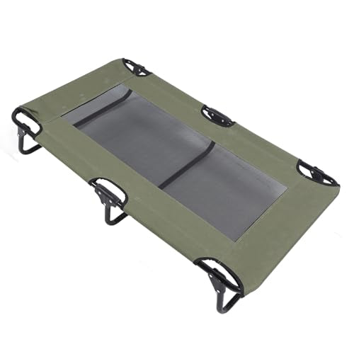 Raised Dog Bed Foldable Cooling Elevated Dog Bed Portable Raised Pet Cot Green Outdoor (76 * 51 * 18cm) - size: 76*51*18cm