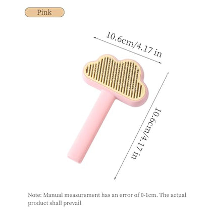 Adorable Cloud-Shaped Universal Pet Grooming Brush for Dogs and Cats - One-Click Hair Removal, Safe Rounded Pin Design - Ideal for Shedding Tool of Long and Short Haired Pets (Pink)