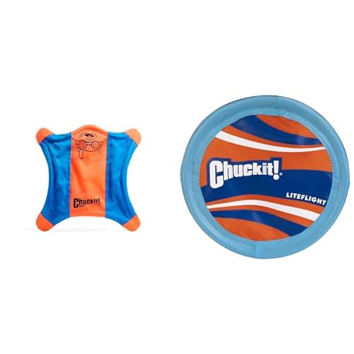 Chuckit! Dog Fetch Toy Bundle - Flying Squirrel (9.5-inch) & Lite Flight (10-inch) - Floating Water Toys for Dogs