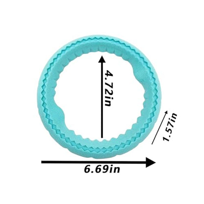 Dog Chew Ring Toy, Durable Rubber Teething Ring Aggressive Chewers, Non-Toxic Dental Cleaning Toy for Small & Medium Dogs, Interactive Fetch Tug Toy Mint Blue