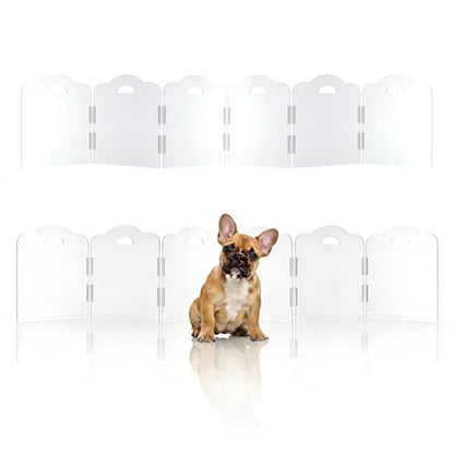 Transparent Acrylic Dog Gate Indoor, Free-Standing Pet Gate, 16" Height (Size S) Foldable 12 Modular Panels, Dog Fence for Doorways, Hallways, Stairs, No Drilling, Perfect for Puppies and Small Pets - size: S 12 Panel