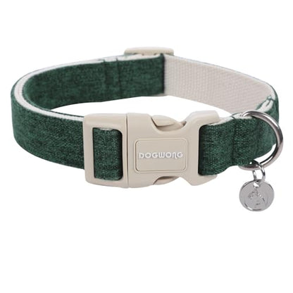 DOGWONG Cotton Hemp Dog Collar, Heavy-Duty Christmas Green Dog Collar Adjustable Soft Natural Fabric Pet Dog Collar Cute Holiday Puppy Necklace for Small Medium Large Dogs - color: A: Blackish green, size: X-Small