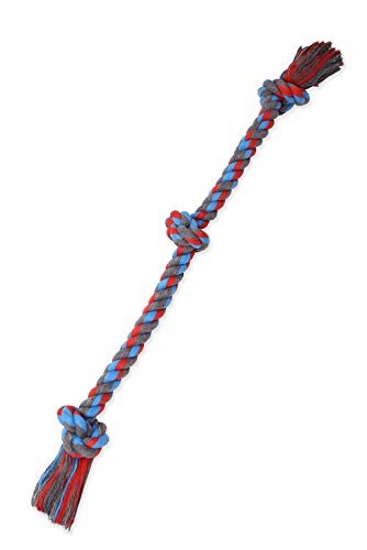 Mammoth Pet Products Mammoth Flossy Chews Assorted Color Rope, Premium Cotton-Poly 3 Knot Tug Dog , X-Large