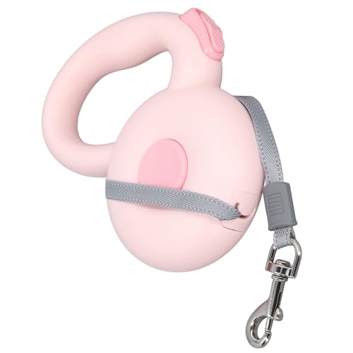 Pet Walking Leash, One Handed Brake Up to 330.7lb Retractable Dog Leash 10ft for Hiking (Roseate)