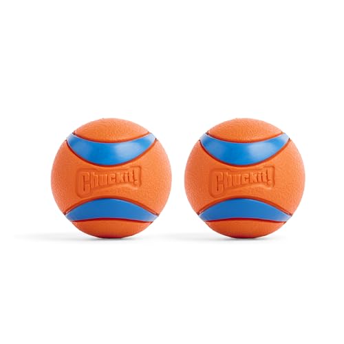 Chuckit! Ultra Ball Dog Toy - Medium Bouncy Fetch Balls For Dogs 20-60 lbs - Made from Durable Rubber - Floating Water Pet Toys - Size Medium - 2.5-inch Diameter - Pack of 2 - size: Medium, style: Medium (2 Pack)