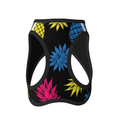 Breathable Reflective Dog Harness, Upside Down Pineapple Pink Yellow Blue, Double Strap No Choke Vest, Perfect for Hot Weather Walking with Medium Dogs - color: Style (524), size: Large