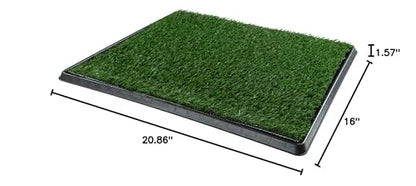 PETMAKER Artificial Grass Puppy Pee Pad with Tray, Reusable Dog Potty Training Mat for Indoor & Outdoor Use, Easy Clean Artificial Turf Surface for Dogs and Small Pets, Fake Grass Potty - size: Small 4-Layer System