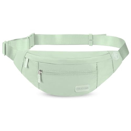 MAXTOP Large Crossbody Fanny Pack with 4-Zipper Pockets,Gifts for Enjoy Sports Festival Workout Traveling Running Casual Hands-Free Wallets Waist Pack Phone Bag Carrying All Phones - color: Sage Green, style: Large Fanny Pack(4 Zipper Pockets)