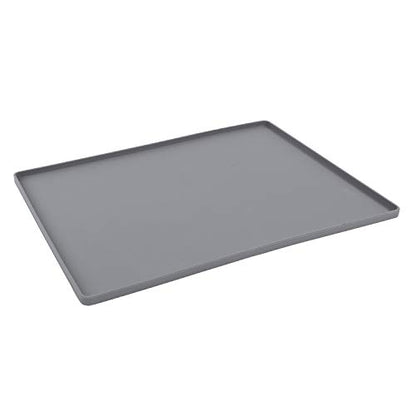 Messy Mutts & Cats Silicone Non-Slip Pet Bowl Mat with Raised Edge | 16” x 12” Dog/Cat Bowl Mat with Spill-Proof Lip | Cool Grey - color: Cool Grey