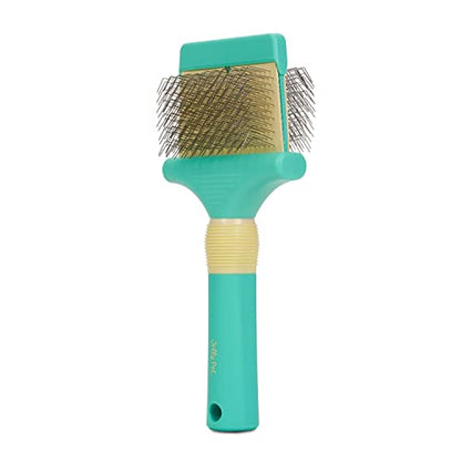 Jelly Pet Double Sided Dog Slicker Brush, Longer Pins, Flexible Head, Fine/Coarse Sides, Removes Unwanted Tangles, Large, Teal - size: Large