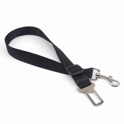 Adjustable Pet Car Tether – Dog Seat Belt with Secure Buckle, Ideal for Travel Safety - Black