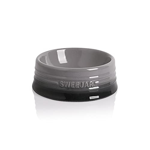 Sweejar Gradient Dog Bowl, Ceramic Dog Food Dish for Puppy and Kitten, Porcelain Pet Bowl for Food and Water 8 oz (Gradient Grey) - color: Gradient Grey, size: Small (8oz)