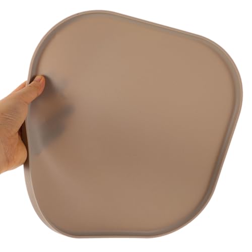 Mikikit Silicone Pet Feeding Mat for Dog Food and Cat Bowl, Waterproof Spill Proof Placemat with Raised Edges, Non Slip Floor Protector Pad, Coffee