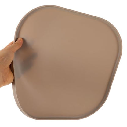 Mikikit Silicone Pet Feeding Mat for Dog Food and Cat Bowl, Waterproof Spill Proof Placemat with Raised Edges, Non Slip Floor Protector Pad, Coffee