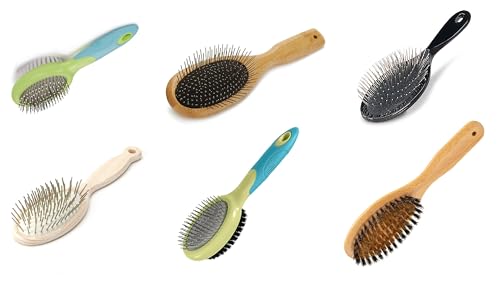 Dog and Cat Professional Oval Grooming Pin Brushes Choose Size Style and Type All Have Ergonomic Handles (Groomers Set - All 6 Brushes) - size: Groomers Set - All 6 Brushes