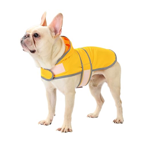 Dog Raincoat, Waterproof Dog Rain Jacket with Hood, Adjustable Rain Coat Poncho with Reflective Strips & Leash Hole for Large Medium Small Dogs Puppies, Lightweight Pet Clothes - color: Yellow, size: Medium