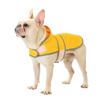 Dog Raincoat, Waterproof Dog Rain Jacket with Hood, Adjustable Rain Coat Poncho with Reflective Strips & Leash Hole for Large Medium Small Dogs Puppies, Lightweight Pet Clothes - color: Yellow, size: Medium