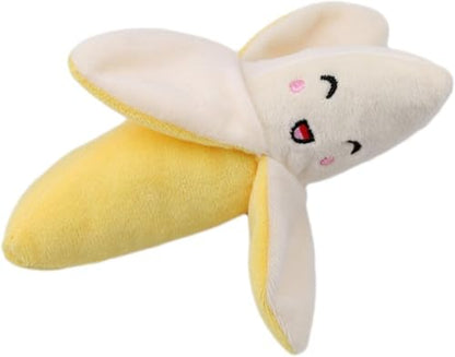 GANPUB 2Pcs Dog Toys,Squeeze Squeaker Puppy Dog Toys, Plush Dog Chew Toys, Dog Squeak Toys Pet Supplies (Banana)