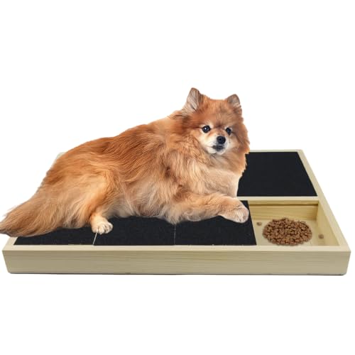 Dog Nail Scratch Pad with Treat Box, Jaxbo Durable Portable Dog Scratch Filing Pad for All Dogs, Wooden Cat Nail Scraper Board for Indoor/Outdoor Training