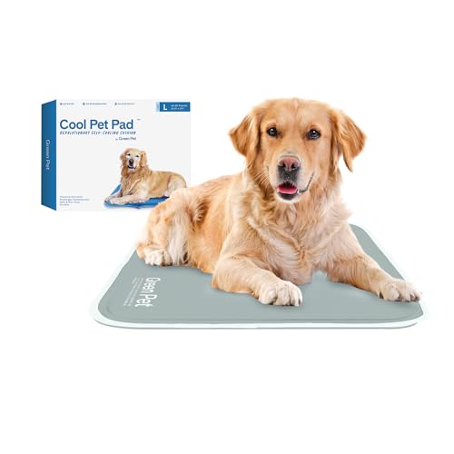 The Green Pet Shop Cool Pet Pad - Large, Sage Grey - Self-Cooling, Pressure Activated Mat for Dogs & Cats from 46-80 lbs - Non-Toxic Gel, No Water Needed - color: Sage Grey, size: Large