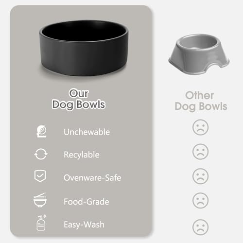 Ceramic Dog and Cat Bowl Set with Stand, 3.6 Cups Dog Food and Water Bowl Suitable for Small and Medium Pets (28.7oz Black) - color: Black, size: 28.7oz