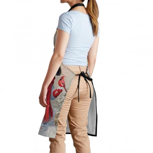Sweetshow Cute Dog Apron with 2 Pockets and Adjustable Neck Waterproof Kitchen Cooking Dog Grooming Aprons for Women Men - color: Winter Snowman