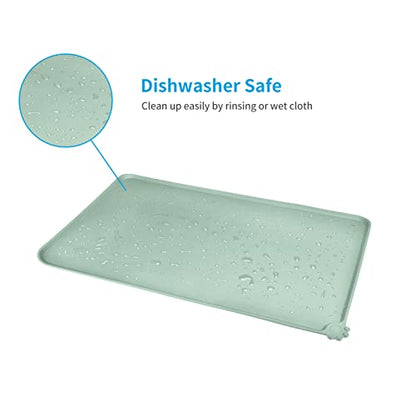 AUDWUD Silicone Waterproof Pet Feeding Mats,Anti Slip Bowl Pad,Dog Mat for Food and Water - color: Lake, size: 18.5" x 11.5"
