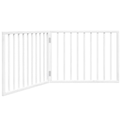Set of 2 Dog Gate for Doorways and Stairs, 63 in Wide Freestanding Pet Gate, Adjustable Foldable Safety Barrier for Dogs, Solid Poplar Wood Indoor Fence, White