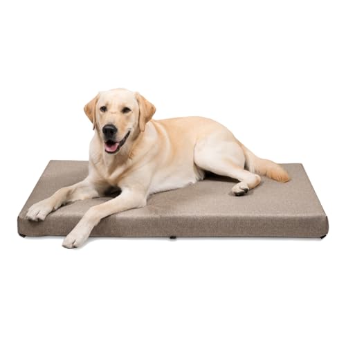 K9 Ballistics Tough Ripstop Orthopedic Crate Bed - Durable Kennel Pad with Washable Cover for Large Dogs, 41 x 27 fits 42” Wire Crate, Taupe Premium Finish - color: Taupe Premium Finish, size: Large (41" L x27" W x 3" H)