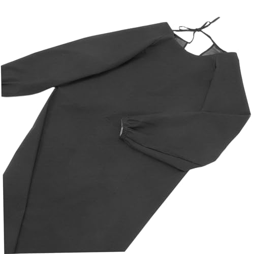 HOMSFOU Waterproof Apron with Long Sleeves Oilproof and Easy to Maintain Smock for Dishwashing Kitchen Work - color: Black