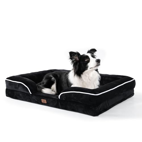Orthopedic Dog Bed with Gel Memory Foam, Large Dog Couch Waterproof Pet Sofa with Removable Washable Cover, Non-Slip Bottom,Indoor & Road Trip, CertiPUR-US PetsBed, 36x27x6.5 in Black - color: Black, size: 36"L x 27"W x 6.5"Th