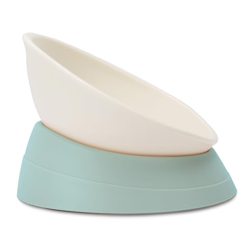 French Bulldog Food Bowl- Slanted Tilted Pug Food Water Bowl,Cat Bowl- Feeder for Frenchie/Shih Tzu/Flat Faced Small Dogs/Puppies/Cats (Green, 2 Cup) - color: Green, size: 2 Cup