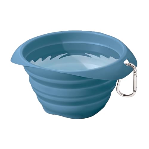 Kurgo Collaps-A-Bowl for Dogs, Collapsible Travel Dog Bowl, Pet Food & Hiking Water Bowl, Food Grade Bowl for Dogs, Travel Accessories for Pets, Includes Carabiner (24 oz, Blue) - color: Kurgo Blue